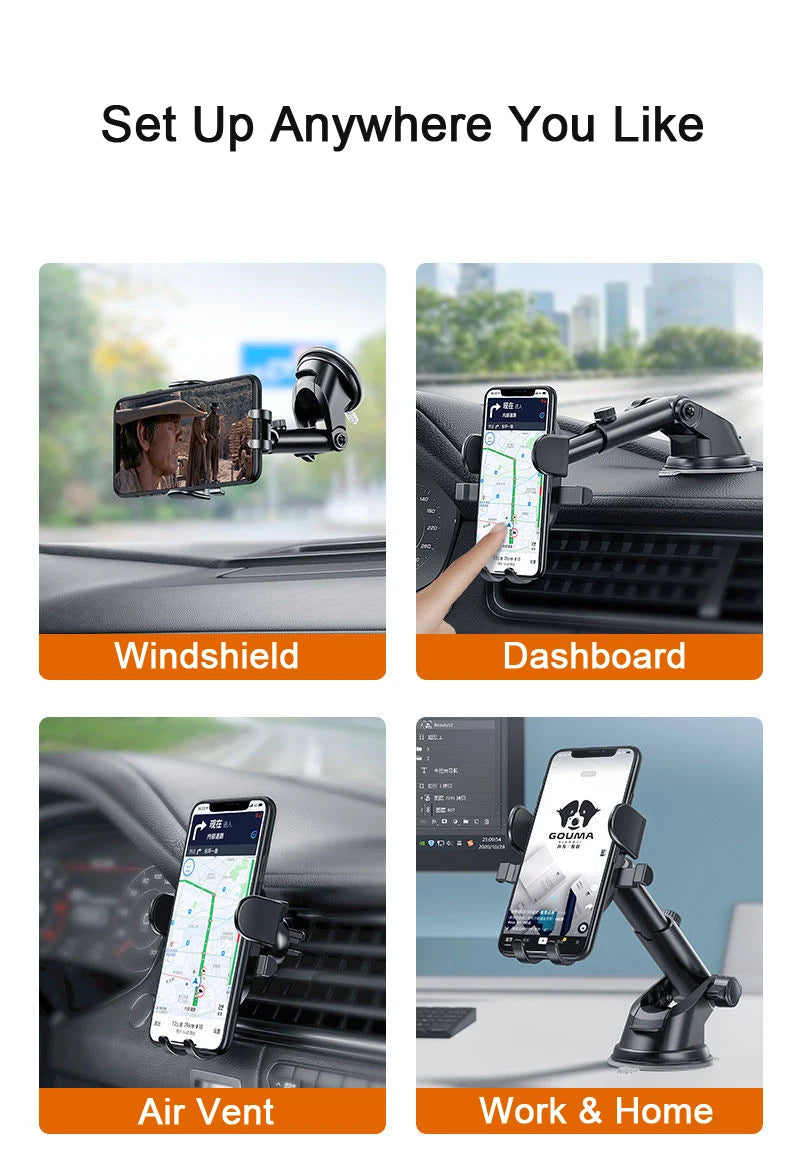 Sucker Car Phone Holder Mount Stand GPS Telefon Mobile Cell Support For iPhone 13 12 11 Pro Xiaomi Huawei Samsung
