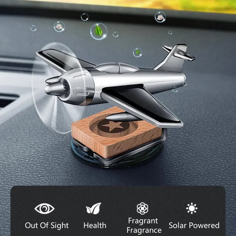 Car Air Freshener Solar Aircraft Decoration Mini Car Perfume Automatic Rotation Essential Oil Diffuser Car Airplane Ornament