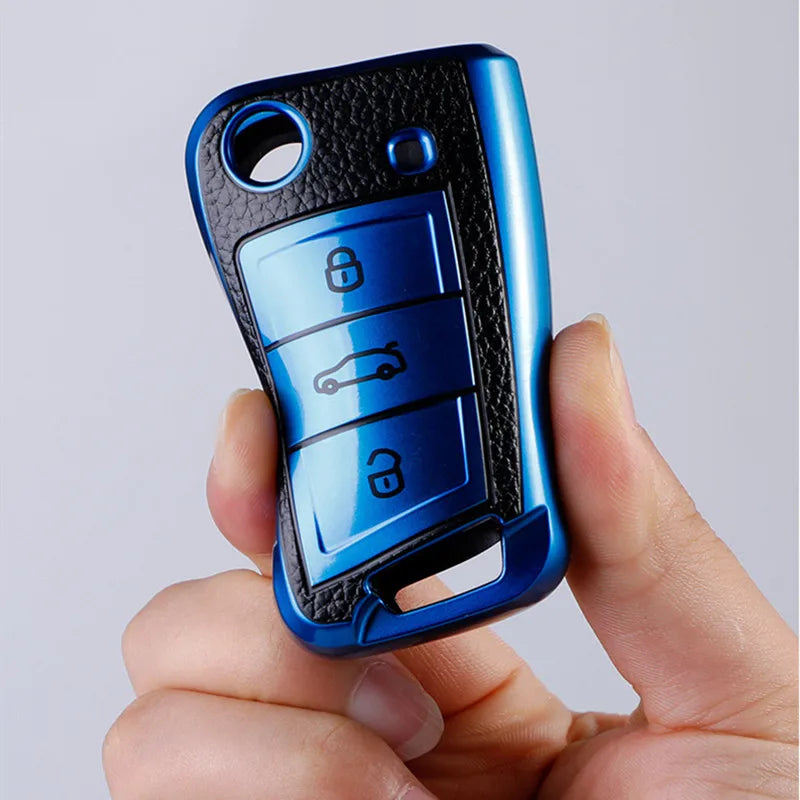 For Volkswagen VW Polo Golf7 MK7 Tiguan for Skoda Octavia Kodiaq Karoq for Seat Ateca Car Key Case Cover Bag Keychain Protector