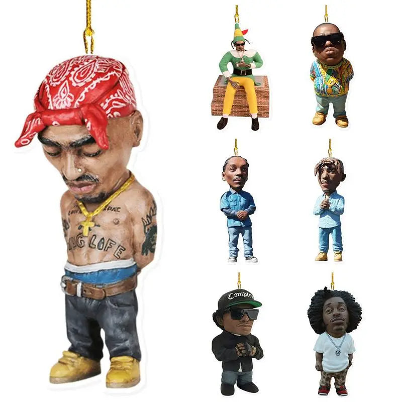 Car Pendant Rapper Hanging Ornament Car Interior Decoration Rapper Classic Posture Rear View Mirror Accessories Key Chain 2D