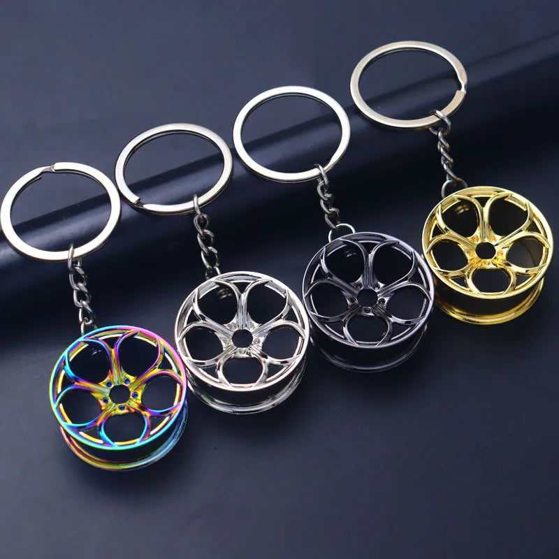 Creative Gear Head Keychain Speed Gearbox Keyring for Car Key Turbo Hub Brake Disc Pendant Shock Absorber Keys Holder Chain Ring
