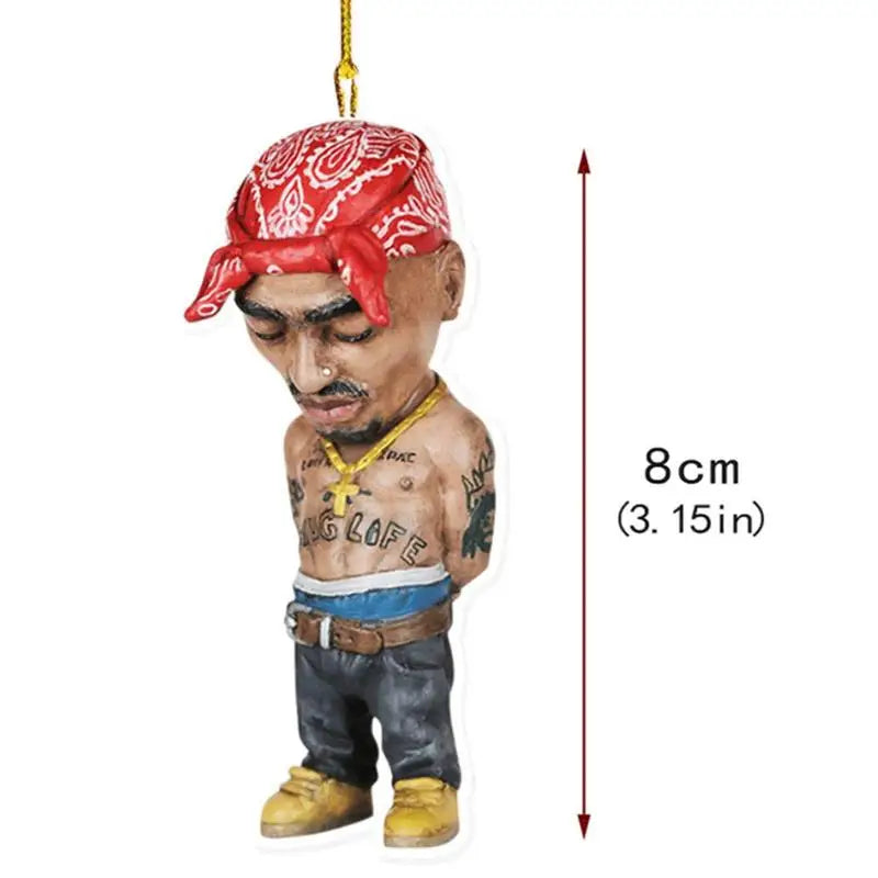 Car Pendant Rapper Hanging Ornament Car Interior Decoration Rapper Classic Posture Rear View Mirror Accessories Key Chain 2D